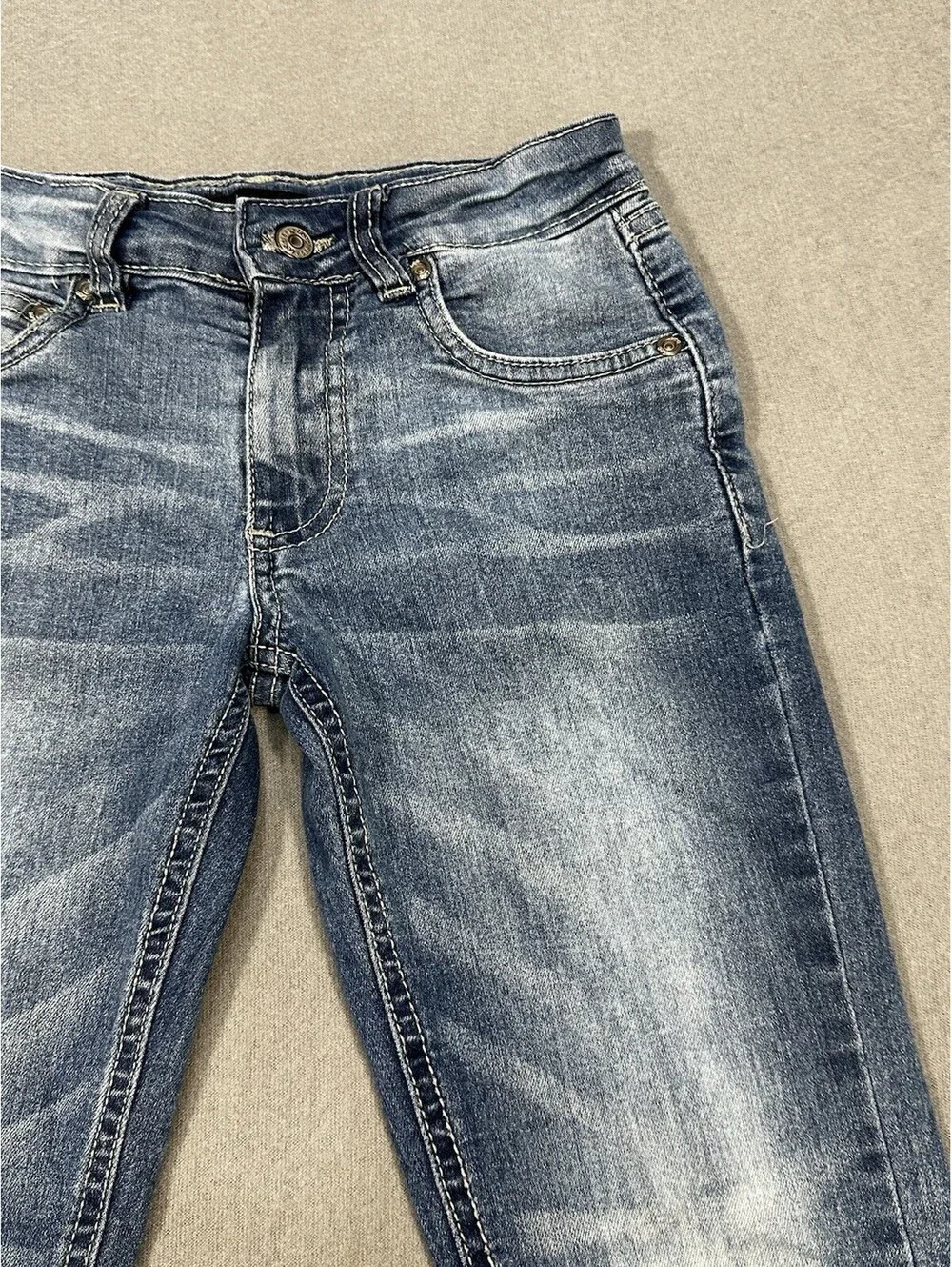 Lee Girls Skinny Fit 22x18 Straight Leg Jeans Size 6 Blue Stretch Denim